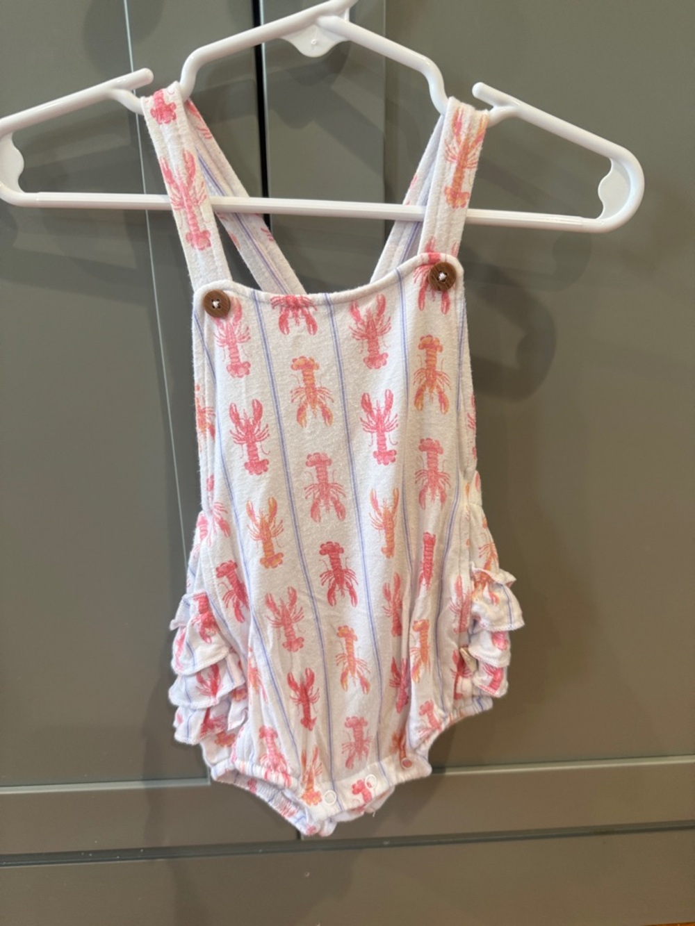 Baby Girls Pink Lobster Print Romper